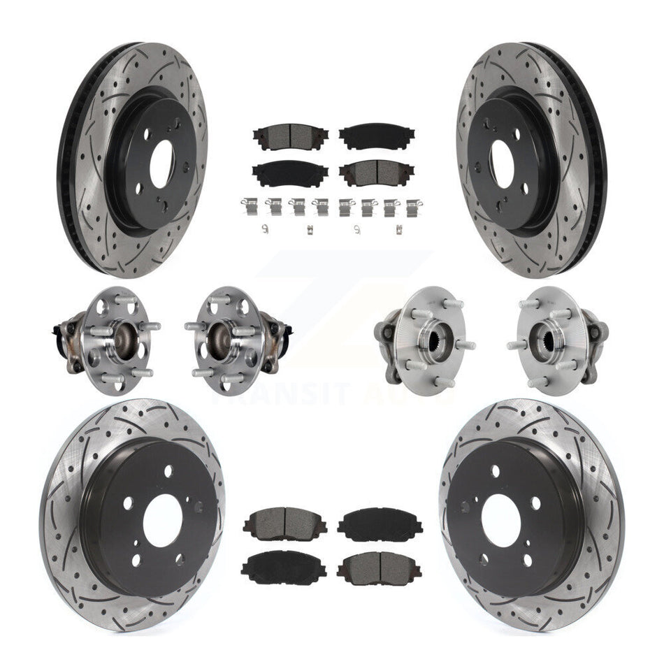 Front Rear Hub Bearings Coated Disc Brake Rotors And Pads Kit (10Pc) For Toyota C-HR KBB-131422