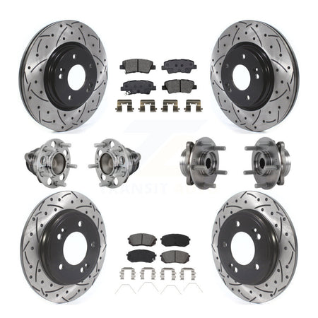 Front Rear Hub Bearing Coated Brake Rotor & Pad Kit (10Pc) For Kia Forte Hyundai Veloster KBB-131424