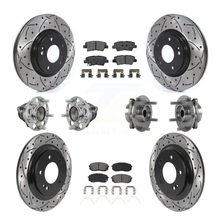 Front Rear Hub Bearing Coated Disc Brake Rotor And Pads Kit (10Pc) For Hyundai Elantra GT KBB-131425