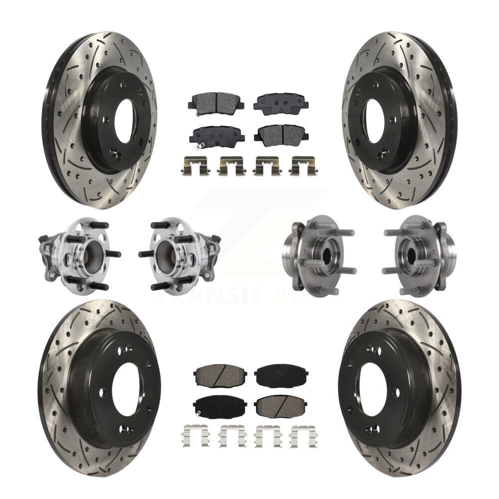 Front Rear Hub Bearing Coated Brake Rotor Pad Kit (10Pc) For Kia Forte Hyundai Elantra GT KBB-131426