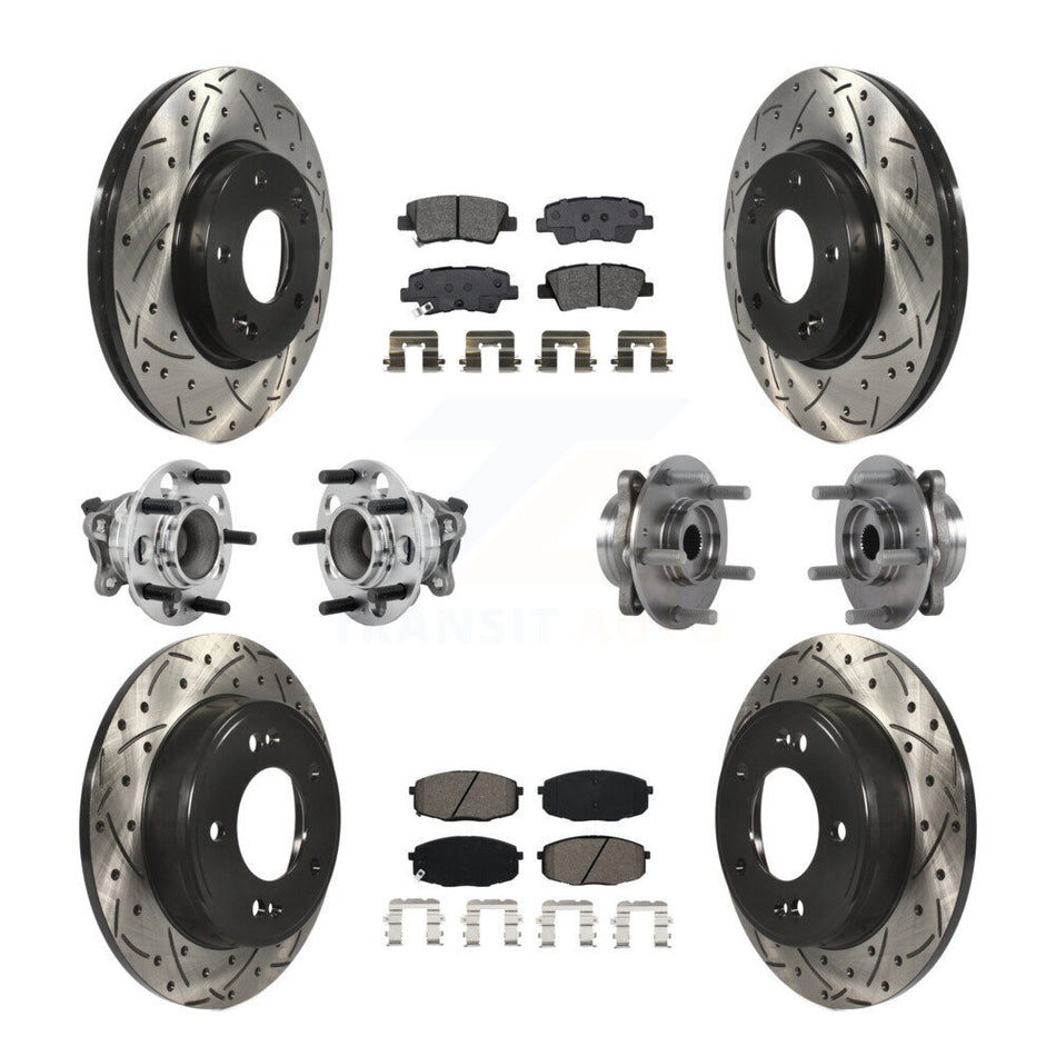 Front Rear Hub Bearing Coated Brake Rotor Pad Kit (10Pc) For Kia Forte Hyundai Elantra GT KBB-131426