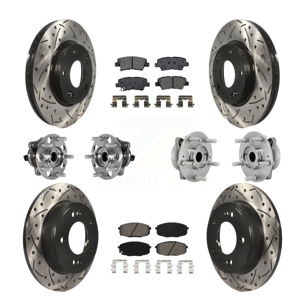 Front Rear Hub Bearing Coat Brake Rotor Pads Kit (10Pc) For 22 Hyundai Kona FWD with 2.0L KBB-131429