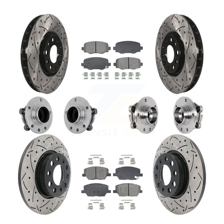 Front Rear Hub Bearing Coated Brake Rotor Pads Kit (10Pc) For Jeep Renegade Fiat 500X FWD KBB-131430