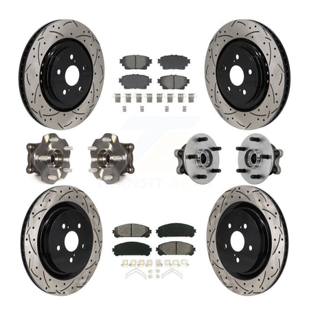 Front Rear Hub Bearing Coated Brake Rotor Pads Kit (10Pc) For 20-22 Toyota Highlander AWD KBB-131437
