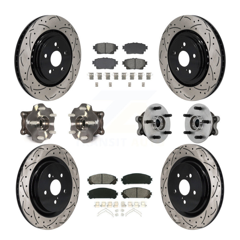 Front Rear Hub Bearing Coated Brake Rotor Pads Kit (10Pc) For 20-22 Toyota Highlander AWD KBB-131437