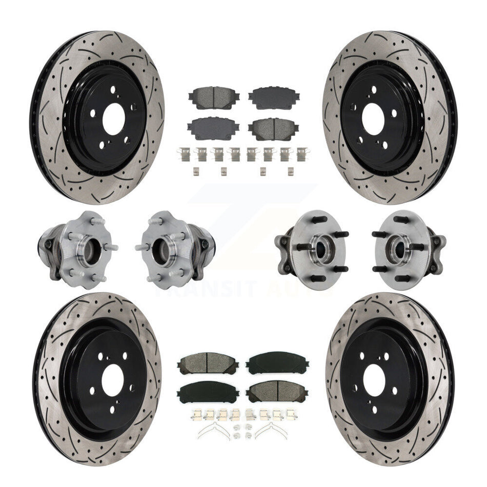 Front Rear Hub Bearing Coated Brake Rotor Pads Kit (10Pc) For 20-22 Toyota Highlander FWD KBB-131438