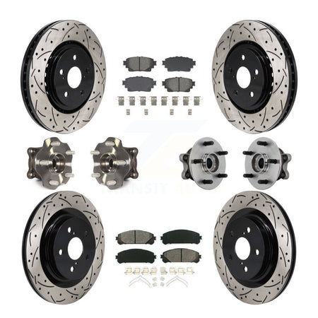 Front Rear Hub Bearing Coated Brake Rotor Pads Kit (10Pc) For 2021-2023 Toyota Sienna AWD KBB-131439