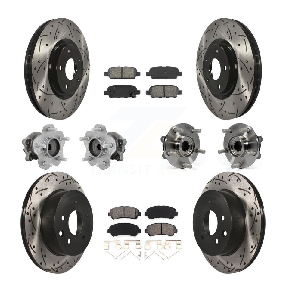 Front Rear Hub Bearing Coat Brake Rotor Pads Kit (10Pc) For Nissan Juke Nismo RS with FWD KBB-131440