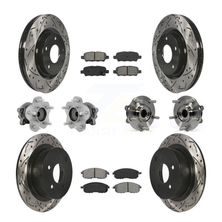 Front Rear Hub Bearings Coated Disc Brake Rotors And Pads Kit (10Pc) For Nissan Juke KBB-131441