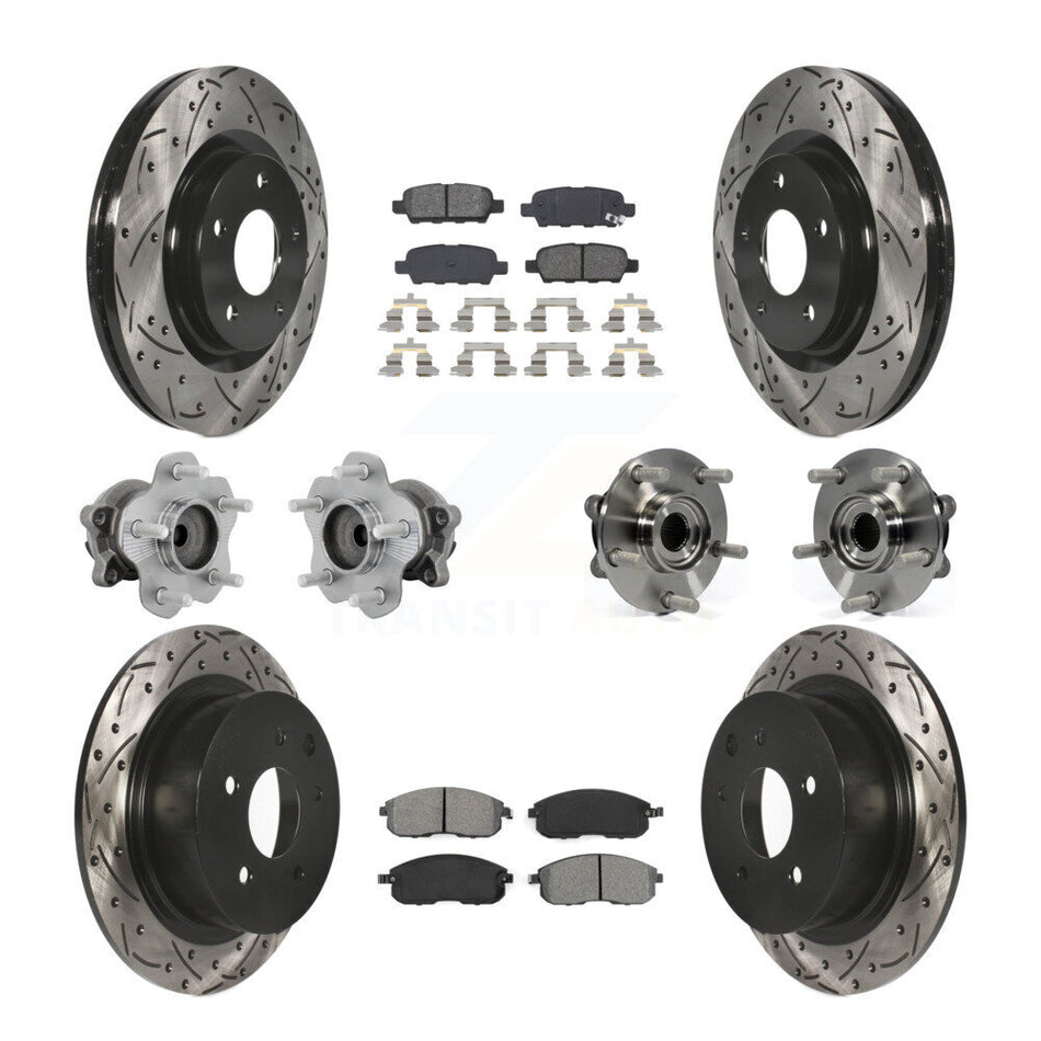 Front Rear Hub Bearings Coated Disc Brake Rotors And Pads Kit (10Pc) For Nissan Juke KBB-131441