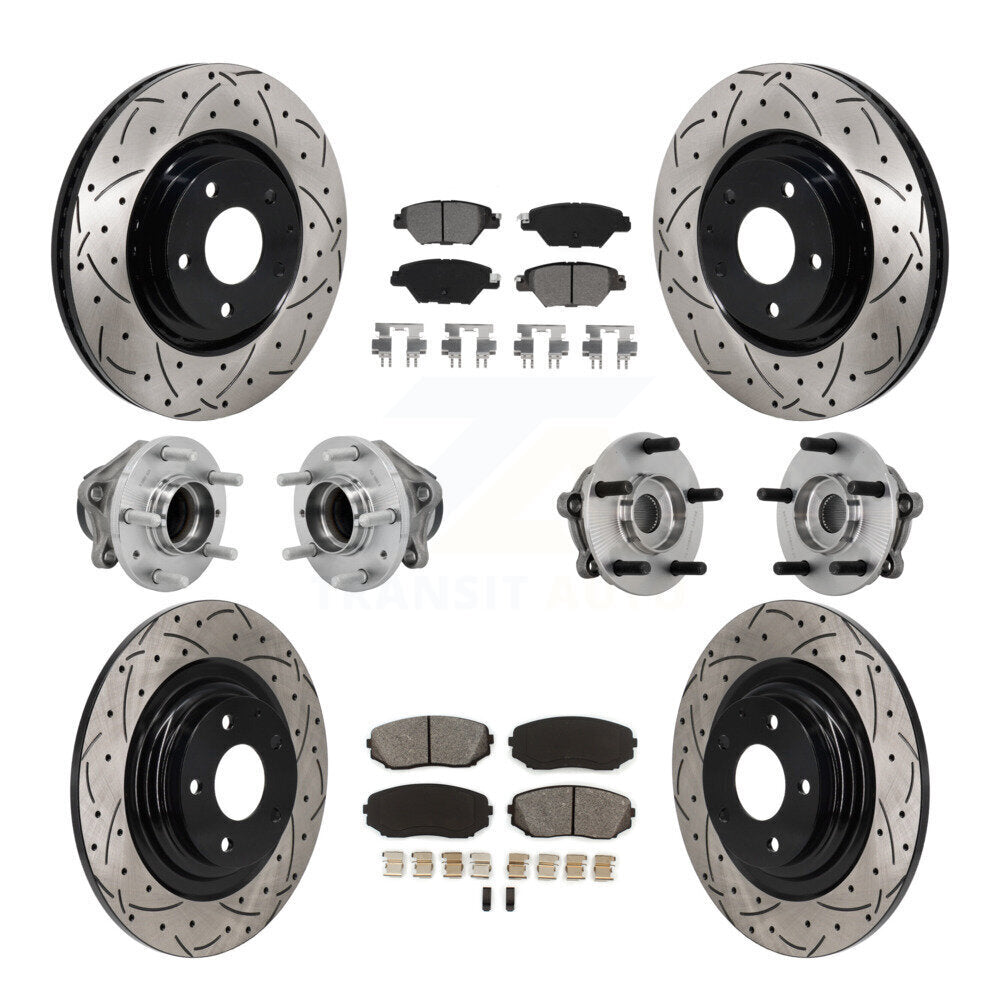 Front Rear Hub Bearing Coated Brake Rotor And Pad Kit (10Pc) For 2016-2021 Mazda CX-9 FWD KBB-131444