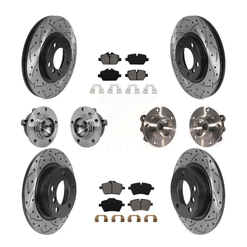 Front Rear Hub Bearing Coat Brake Rotor Pad Kit (10Pc) For Mini Cooper Countryman Paceman KBB-131446