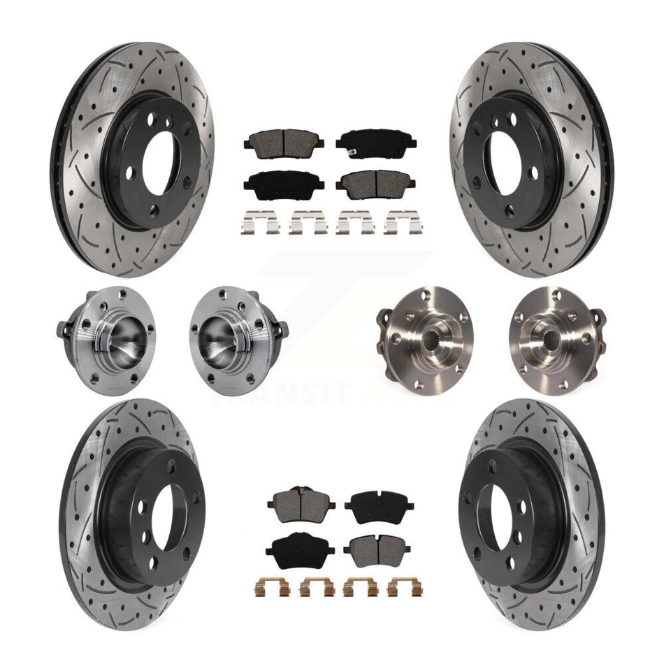 Front Rear Hub Bearing Coat Brake Rotor Pad Kit (10Pc) For Mini Cooper Countryman Paceman KBB-131447
