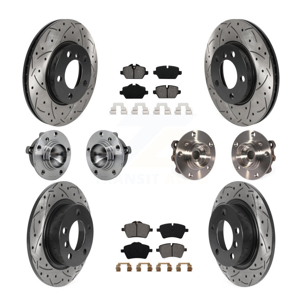 Front Rear Hub Bearing Coat Brake Rotor Pad Kit (10Pc) For Mini Cooper Countryman Paceman KBB-131448