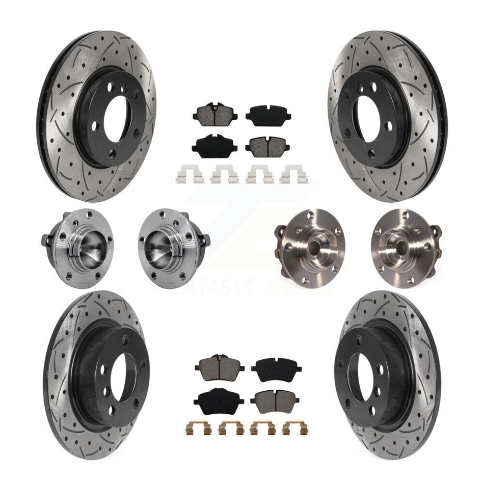Front Rear Hub Bearing Coat Brake Rotor Pad Kit (10Pc) For Mini Cooper Countryman Paceman KBB-131448