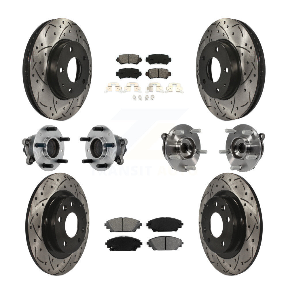 Front Rear Hub Bearing Coated Brake Rotor And Pad Kit (10Pc) For 2016-2018 Mazda CX-3 FWD KBB-131453