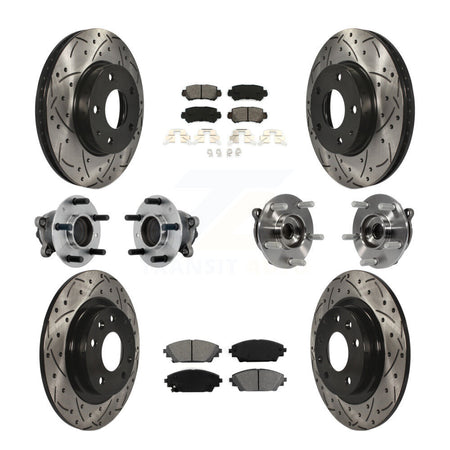 Front Rear Hub Bearing Coated Brake Rotor And Pad Kit (10Pc) For 2016-2018 Mazda CX-3 FWD KBB-131453