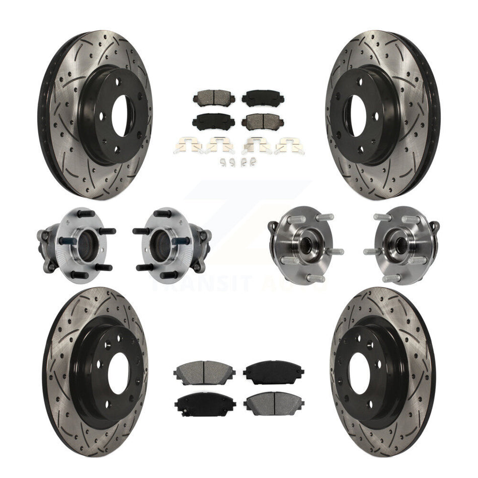 Front Rear Hub Bearing Coated Brake Rotor And Pad Kit (10Pc) For 2016-2018 Mazda CX-3 FWD KBB-131453