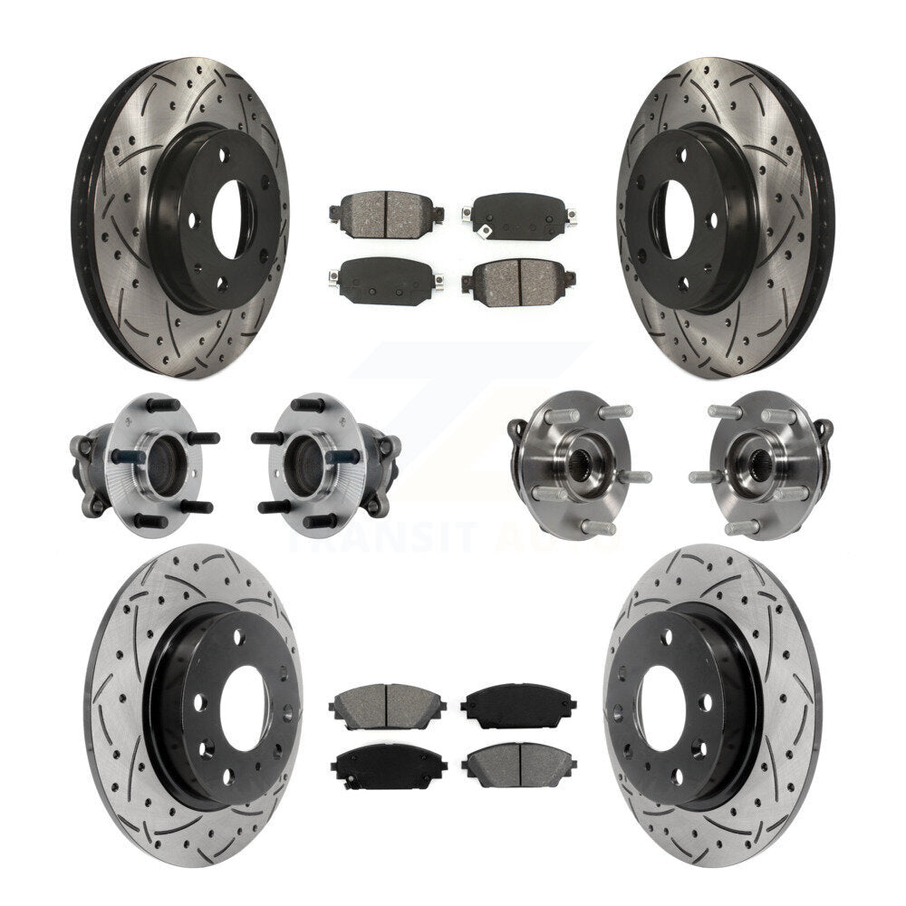 Front Rear Hub Bearing Coated Brake Rotor And Pad Kit (10Pc) For 2019-2021 Mazda CX-3 FWD KBB-131454