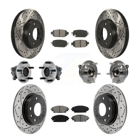 Front Rear Hub Bearing Coated Brake Rotor And Pad Kit (10Pc) For 2019-2021 Mazda CX-3 FWD KBB-131454
