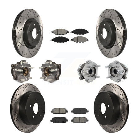 Front Rear Hub Bearing Coated Disc Brake Rotors And Pads Kit (10Pc) For Nissan Murano AWD KBB-131457