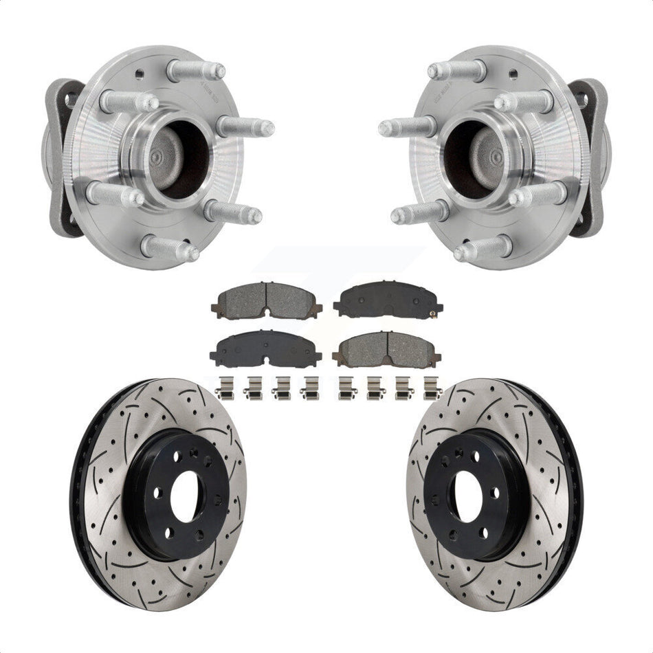Front Hub Bearing Drilled Slot Brake Rotor Pads Kit For Chevrolet Colorado GMC Canyon RWD KBB-131458