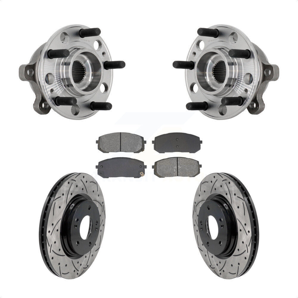 Front Hub Bearing Assembly Coat Drill Slot Brake Rotor Pads Kit For Hyundai Sonata Kia K5 KBB-131459