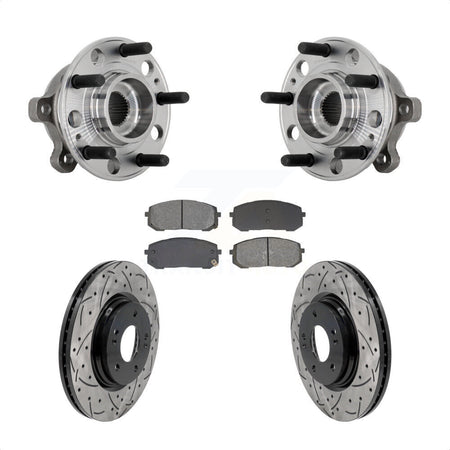 Front Hub Bearing Assembly Coat Drill Slot Brake Rotor Pads Kit For Hyundai Sonata Kia K5 KBB-131459