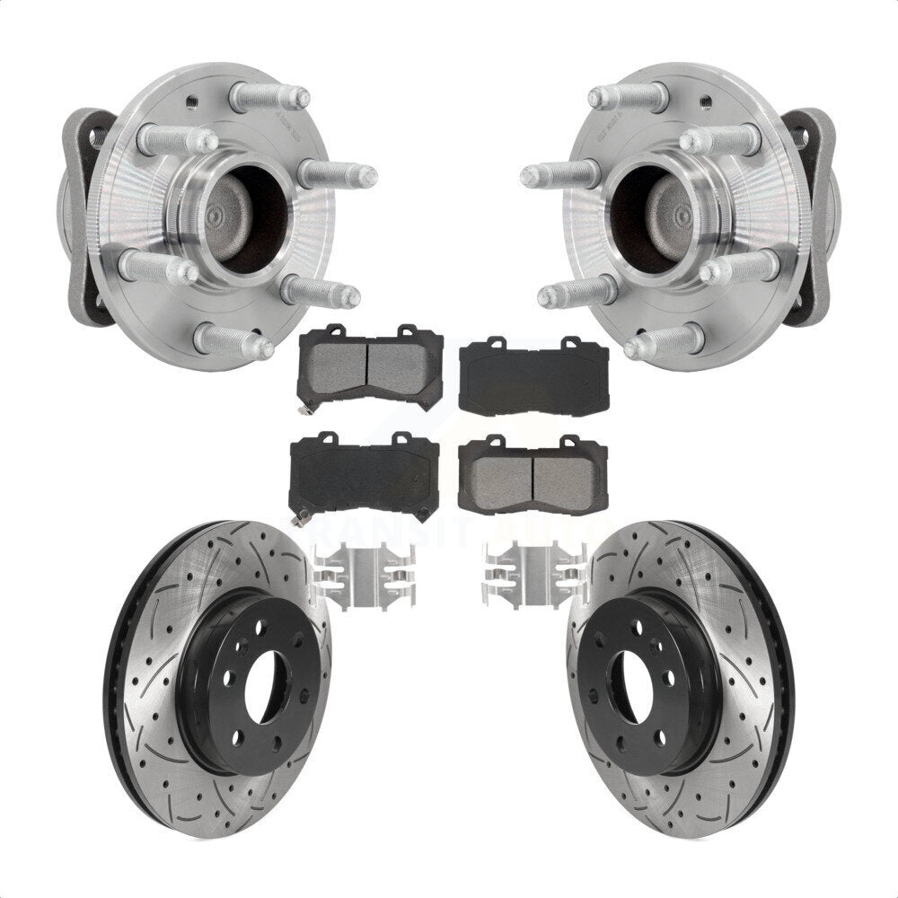 Front Hub Bearing Drilled Slot Brake Rotor Pads Kit For Chevrolet Colorado GMC Canyon RWD KBB-131460