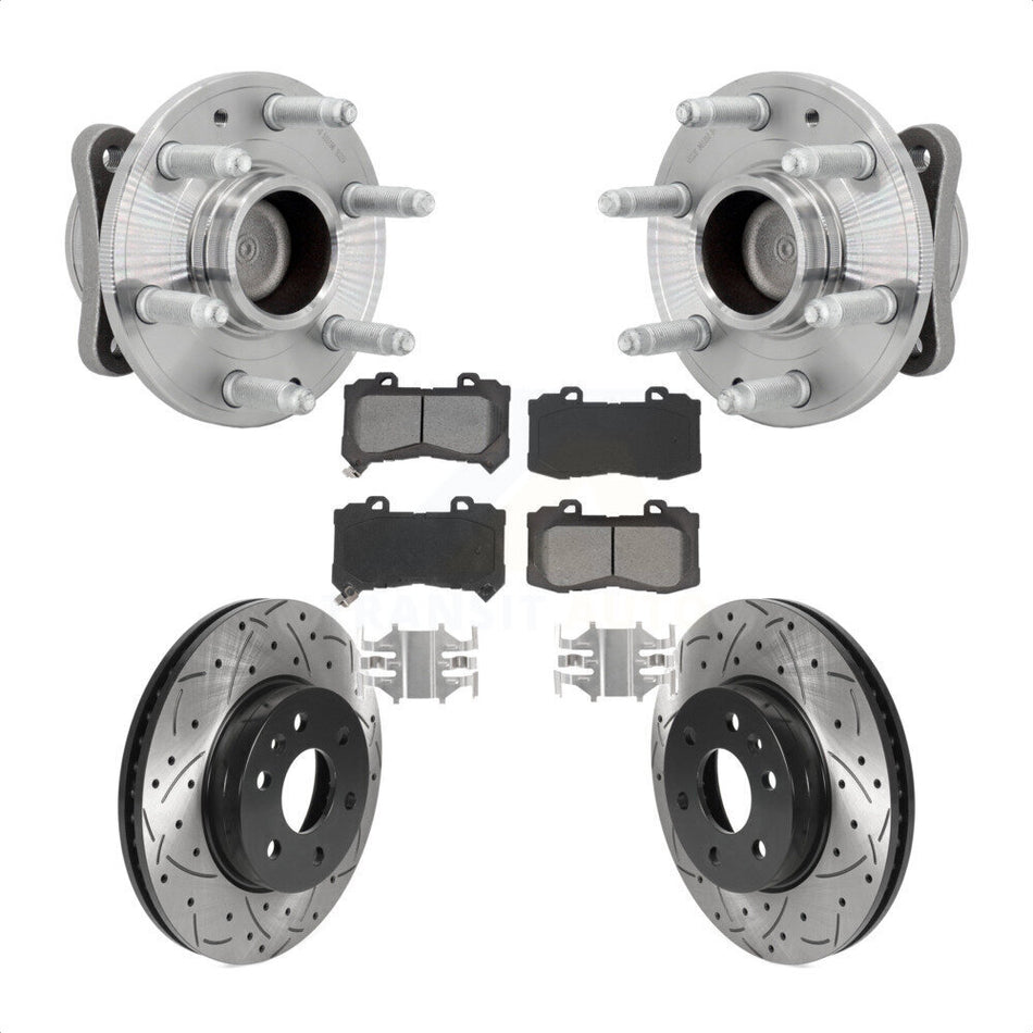 Front Hub Bearing Drilled Slot Brake Rotor Pads Kit For Chevrolet Colorado GMC Canyon RWD KBB-131460