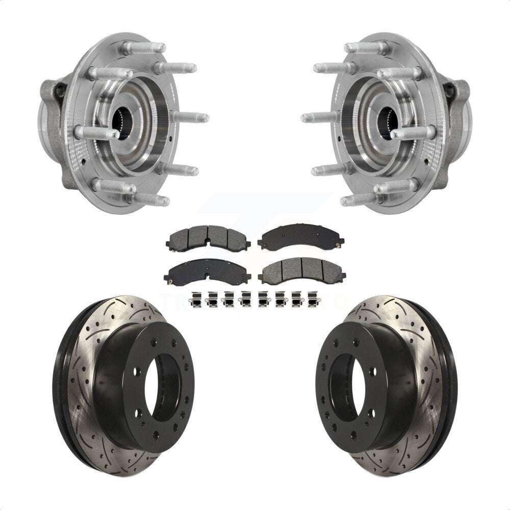Front Hub Bearing Drill Slot Brake Rotor Pad Kit For GMC Chevrolet Silverado 2500 HD 3500 KBB-131462