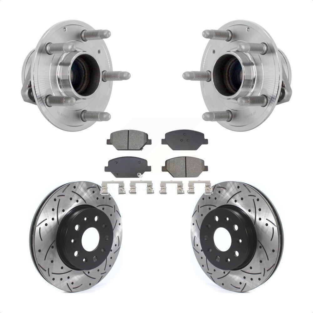 Front Hub Bearing Assembly Coated Drilled Slot Brake Rotor & Pad Kit For Chevrolet Camaro KBB-131463