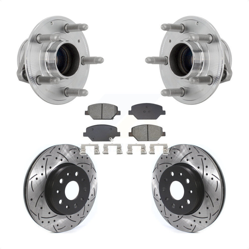 Front Hub Bearing Assembly Coated Drilled Slot Brake Rotor & Pad Kit For Chevrolet Camaro KBB-131463