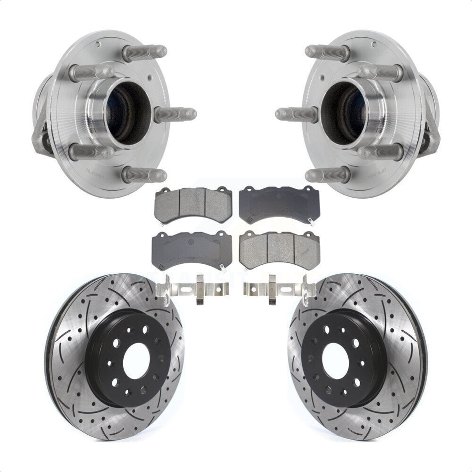 Front Hub Bearing Assembly Coat Drill Slot Brake Rotor Pad Kit For Chevrolet Camaro LT LS KBB-131465