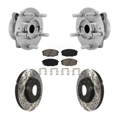 Front Hub Bearing Assembly Drilled Slot Brake Rotor & Pad Kit For Hyundai Kona Kia Seltos KBB-131471
