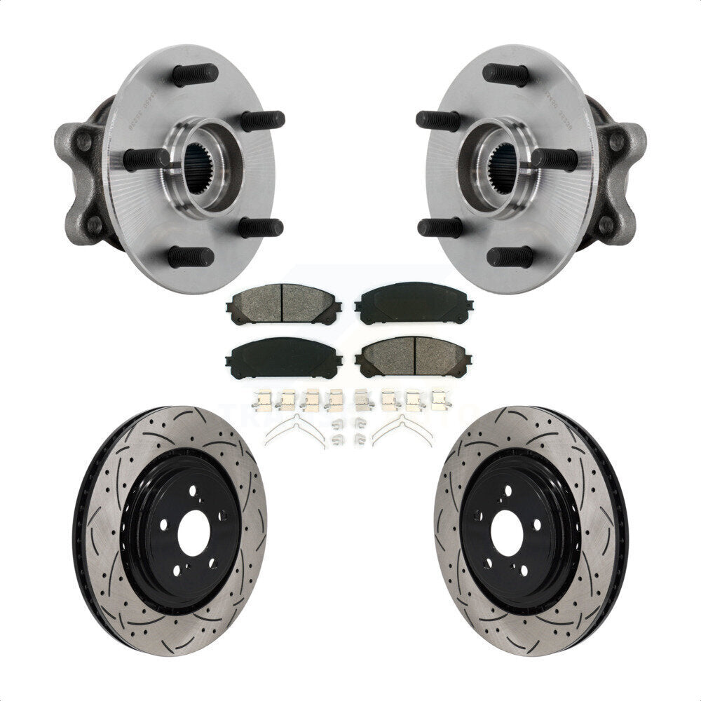 Front Hub Bearing Assembly Drill Slot Brake Rotor Pad Kit For 2020-2022 Toyota Highlander KBB-131472