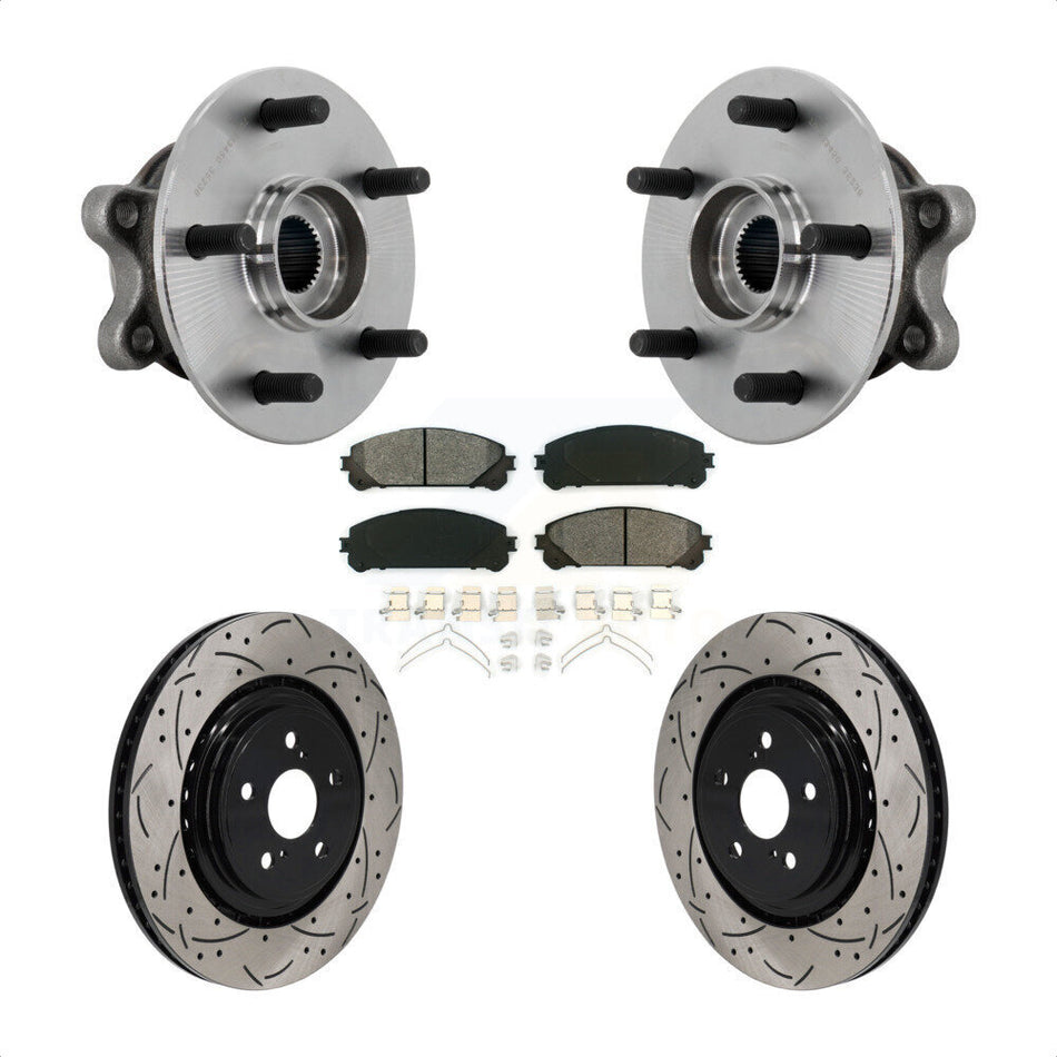 Front Hub Bearing Assembly Drill Slot Brake Rotor Pad Kit For 2020-2022 Toyota Highlander KBB-131472