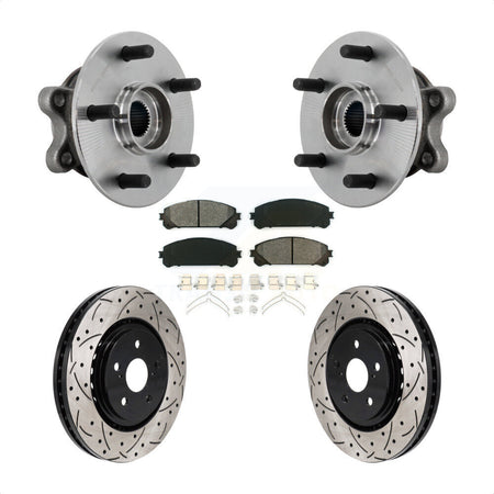 Front Hub Bearing Assembly Drilled Slot Brake Rotor & Pad Kit For 2021-2023 Toyota Sienna KBB-131473