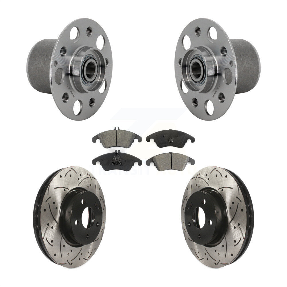 Front Hub Bearing Coated Drill Slot Brake Rotor Pads Kit For Mercedes-Benz E350 E400 E250 KBB-131482