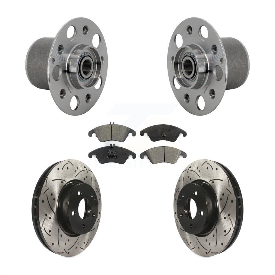 Front Hub Bearing Coated Drill Slot Brake Rotor Pads Kit For Mercedes-Benz E350 E400 E250 KBB-131482