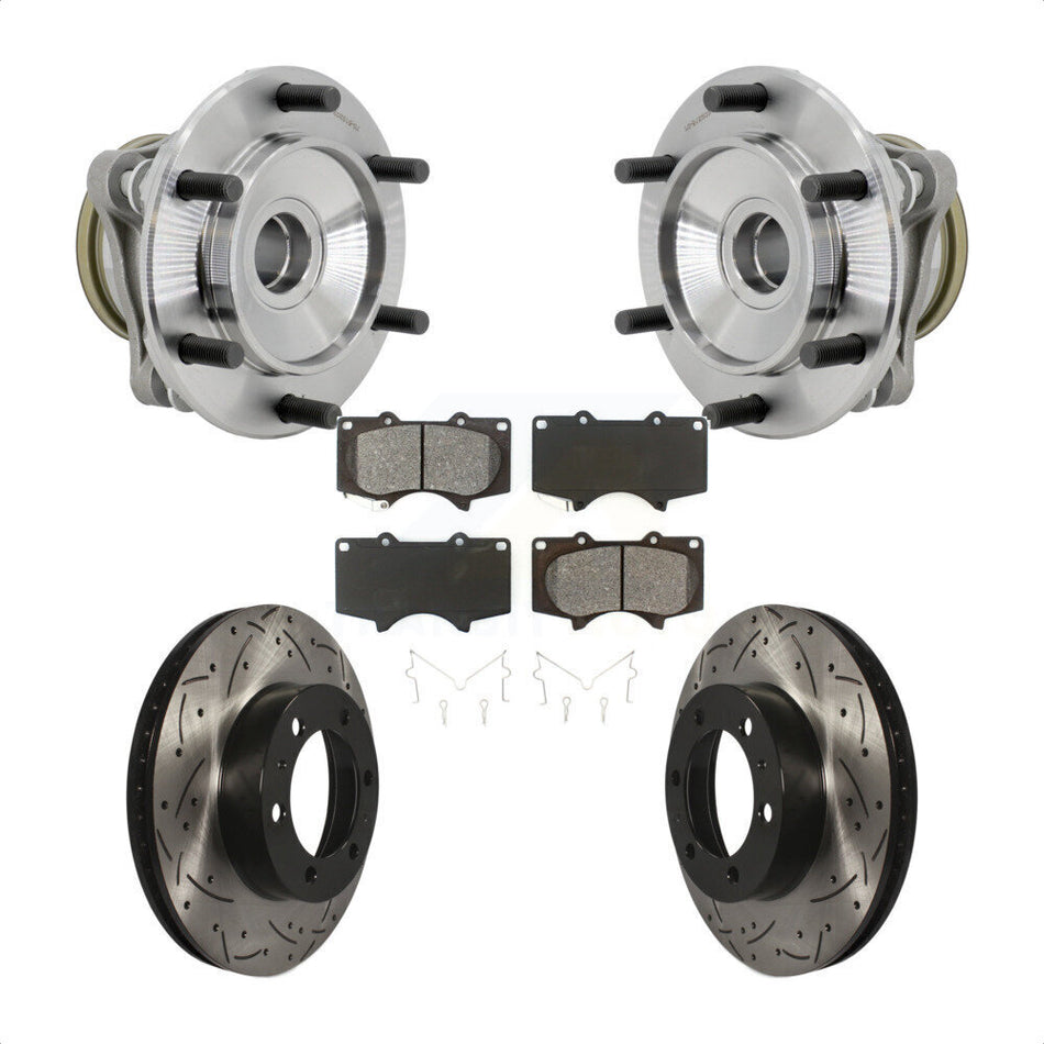 Front Hub Bearing Drilled Slot Brake Rotor & Pad Kit For Toyota Tacoma 4Runner FJ Cruiser KBB-131484