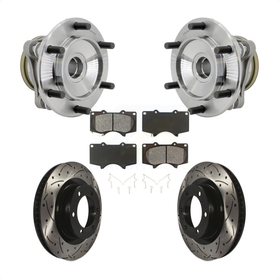 Front Hub Bearing Coated Drill Slot Brake Rotor Pads Kit For 2010-2021 Toyota 4Runner RWD KBB-131485