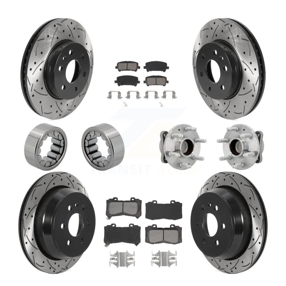 Front Rear Hub Bearing Coated Brake Rotor Pads Shoe Kit (10Pc) For Chevrolet Colorado GMC KBB-131487