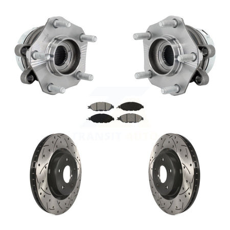 Front Hub Bearing Assembly Coated Drilled Slotted Brake Rotor & Pad Kit For Nissan Murano KBB-131488