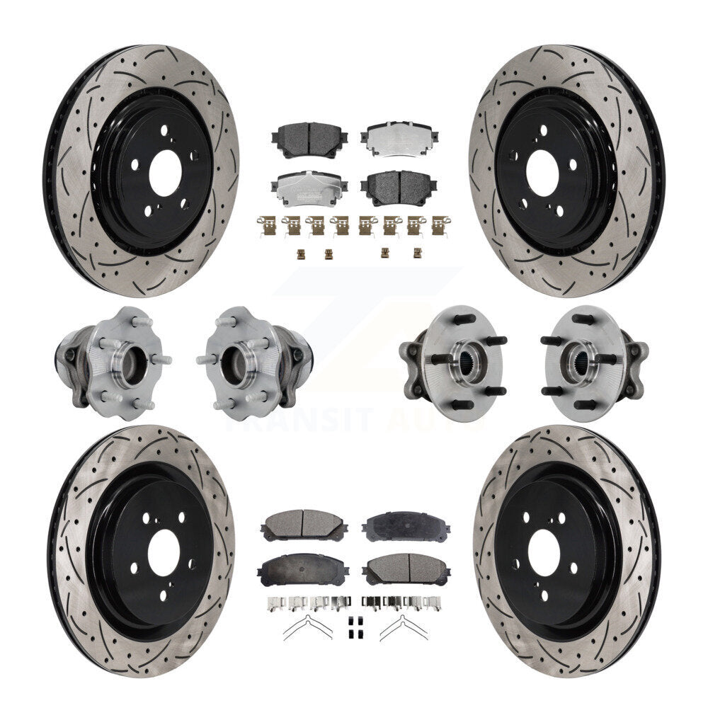 Front Rear Hub Bearing Coated Brake Rotor Pads Kit (10Pc) For 20-22 Toyota Highlander FWD KBB-131495