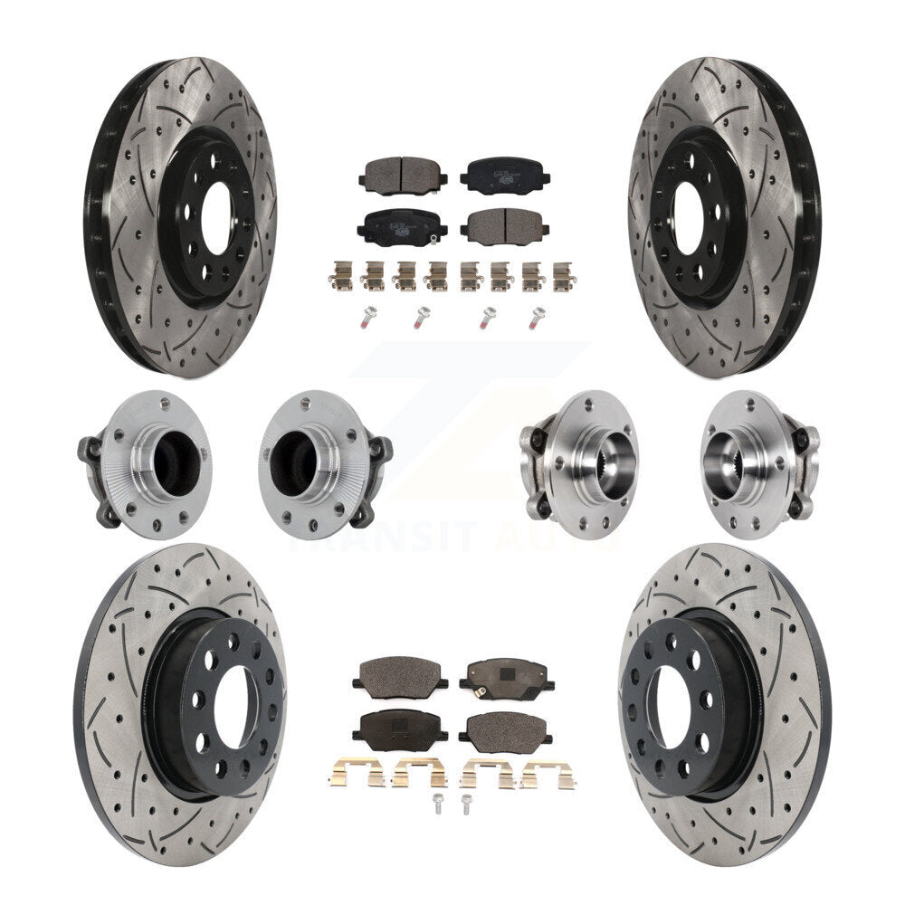 Front Rear Hub Bearing Coated Brake Rotor Pads Kit (10Pc) For Jeep Renegade Fiat 500X FWD KBB-131496