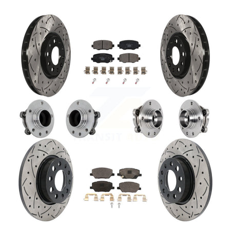 Front Rear Hub Bearing Coated Brake Rotor Pads Kit (10Pc) For Jeep Renegade Fiat 500X FWD KBB-131496