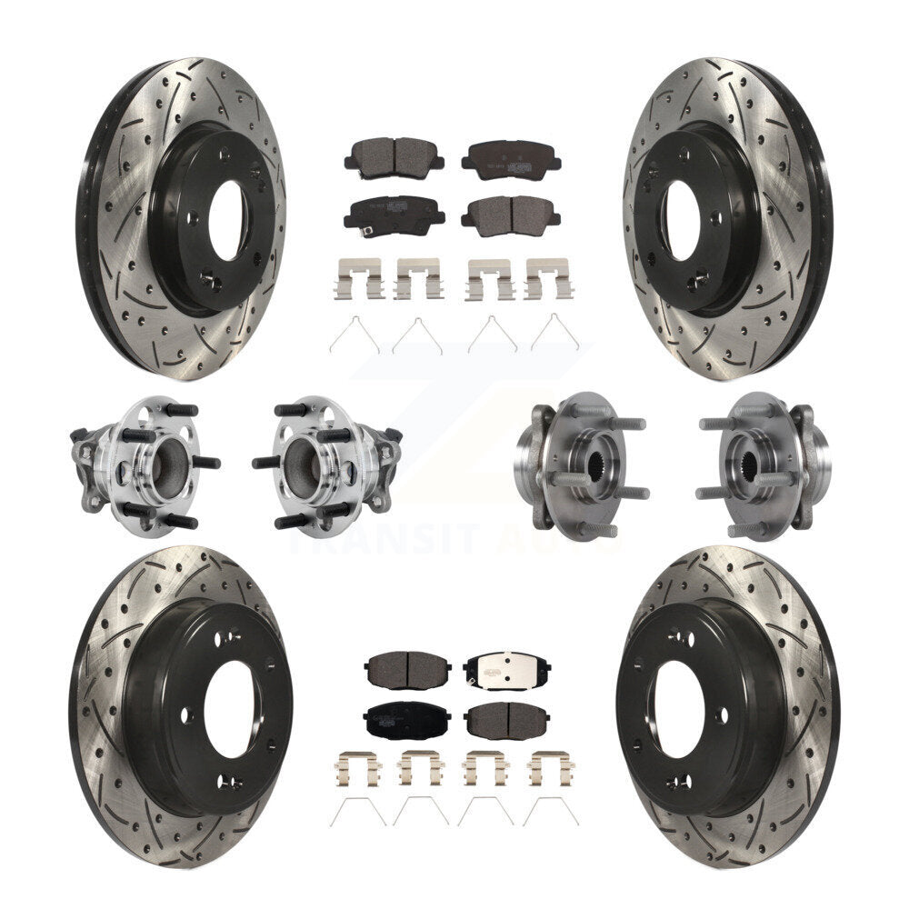 Front Rear Hub Bearing Coated Brake Rotor Pad Kit (10Pc) For Kia Forte Hyundai Elantra GT KBB-131498