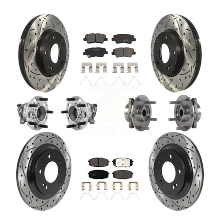 Front Rear Hub Bearing Coated Disc Brake Rotor And Pads Kit (10Pc) For Hyundai Elantra GT KBB-131499