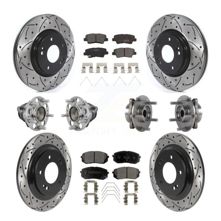 Front Rear Hub Bearing Coated Disc Brake Rotor And Pads Kit (10Pc) For Hyundai Elantra GT KBB-131500